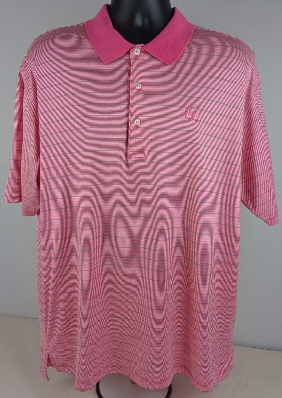 Cunningham The Honor Collection Mens XL Pink Striped Short Sleeve Polo Shirt